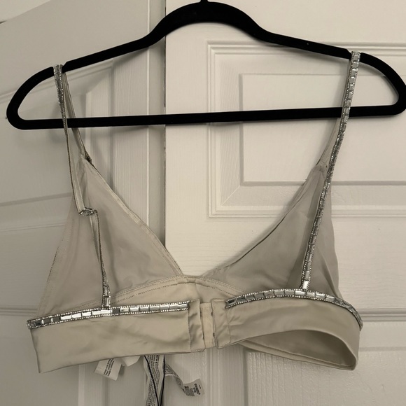 Zara white triangle rhinestone bra top size small NWOT Size Small - Picture 6 of 7